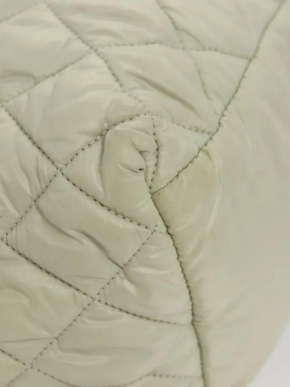 CHANEL Cococoon Hand Bag Nylon Gray Silver CC Auth 123385